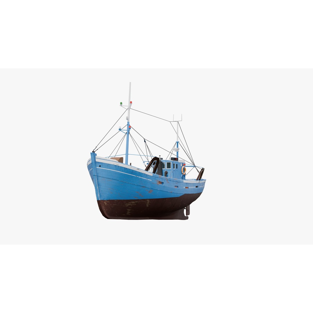 Fishing Boat 3D Model – Low Poly Game Ready Asset with PBR Textures - View 6