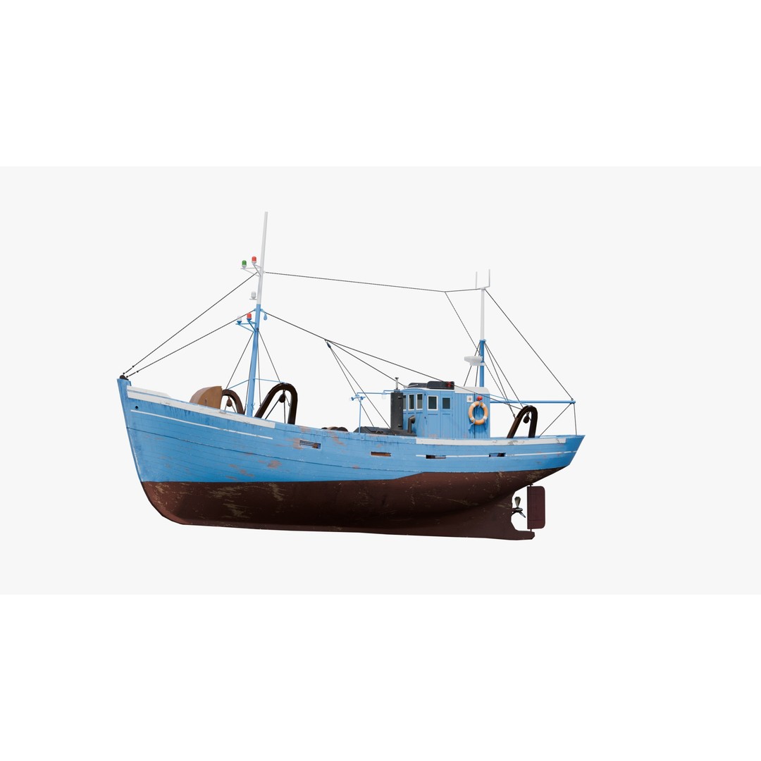 Fishing Boat 3D Model – Low Poly Game Ready Asset with PBR Textures - View 7