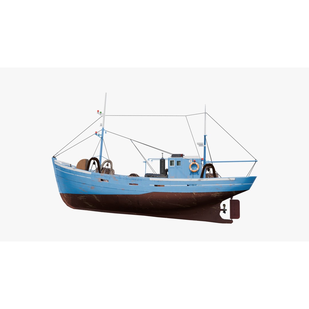 Fishing Boat 3D Model – Low Poly Game Ready Asset with PBR Textures - View 8