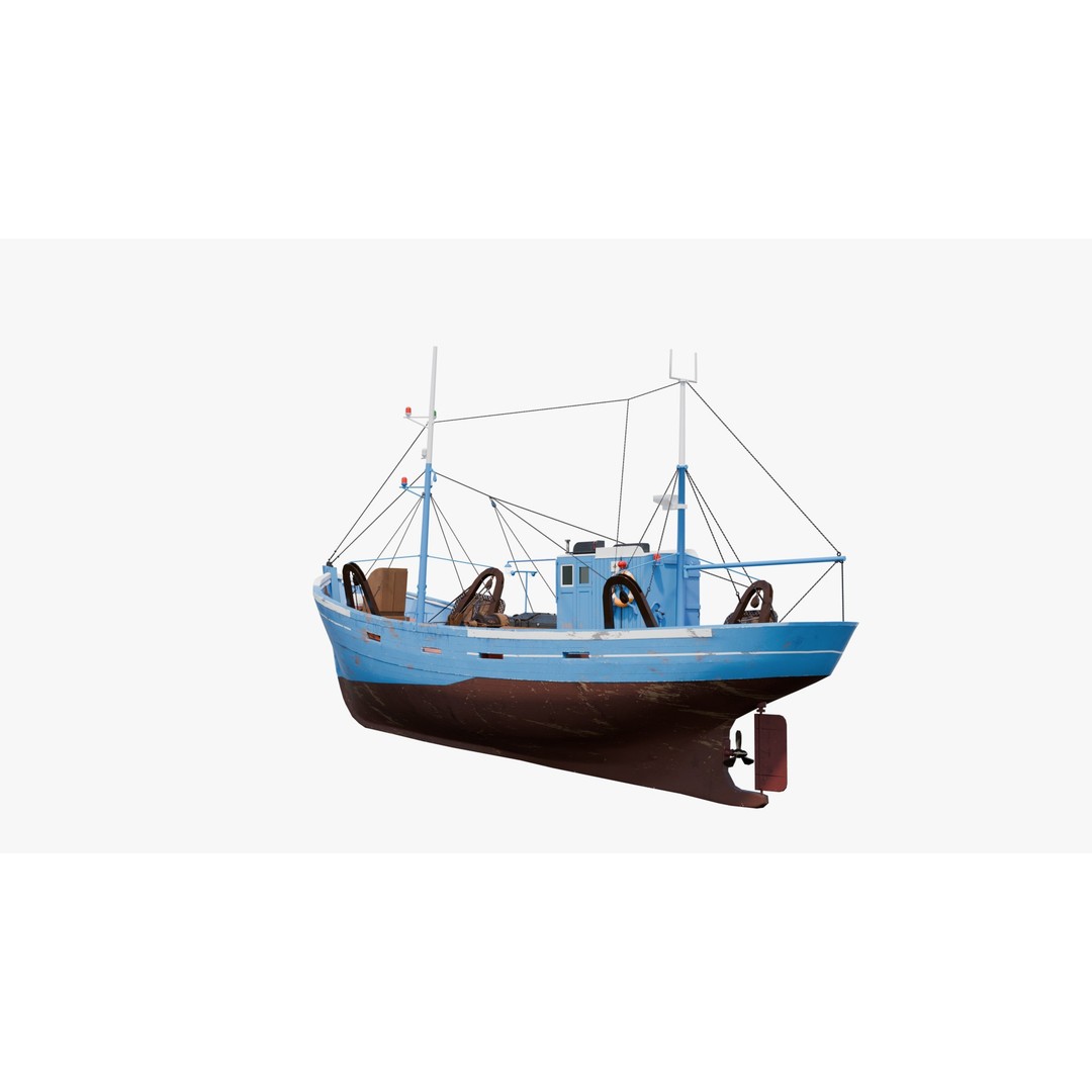 Fishing Boat 3D Model – Low Poly Game Ready Asset with PBR Textures - View 9