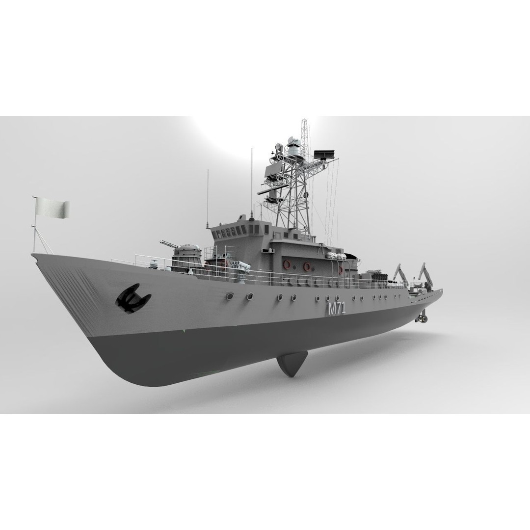Russian Countermine Vessel 3D Model – Military Naval Watercraft, FBX - View 3
