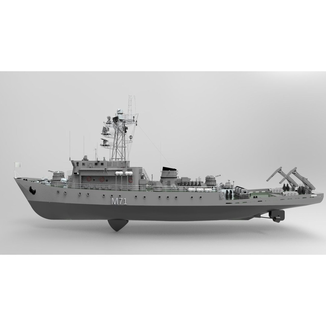 Russian Countermine Vessel 3D Model – Military Naval Watercraft, FBX - View 5