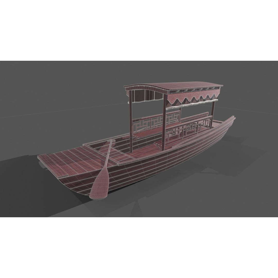 Wooden Boat 3D Model – Low Poly PBR Asset, Multiple Formats