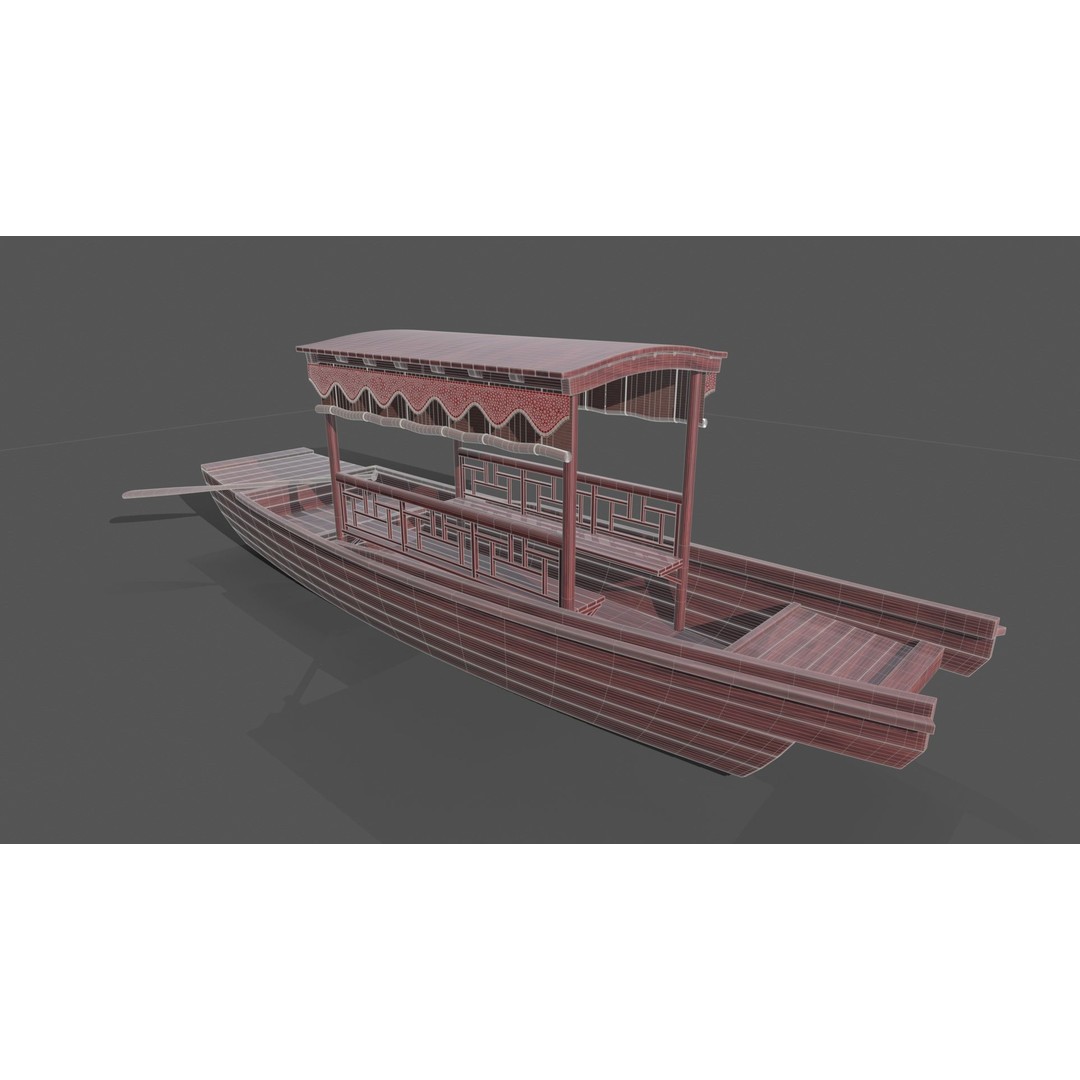 Wooden Boat 3D Model – Low Poly PBR Asset, Multiple Formats - View 10