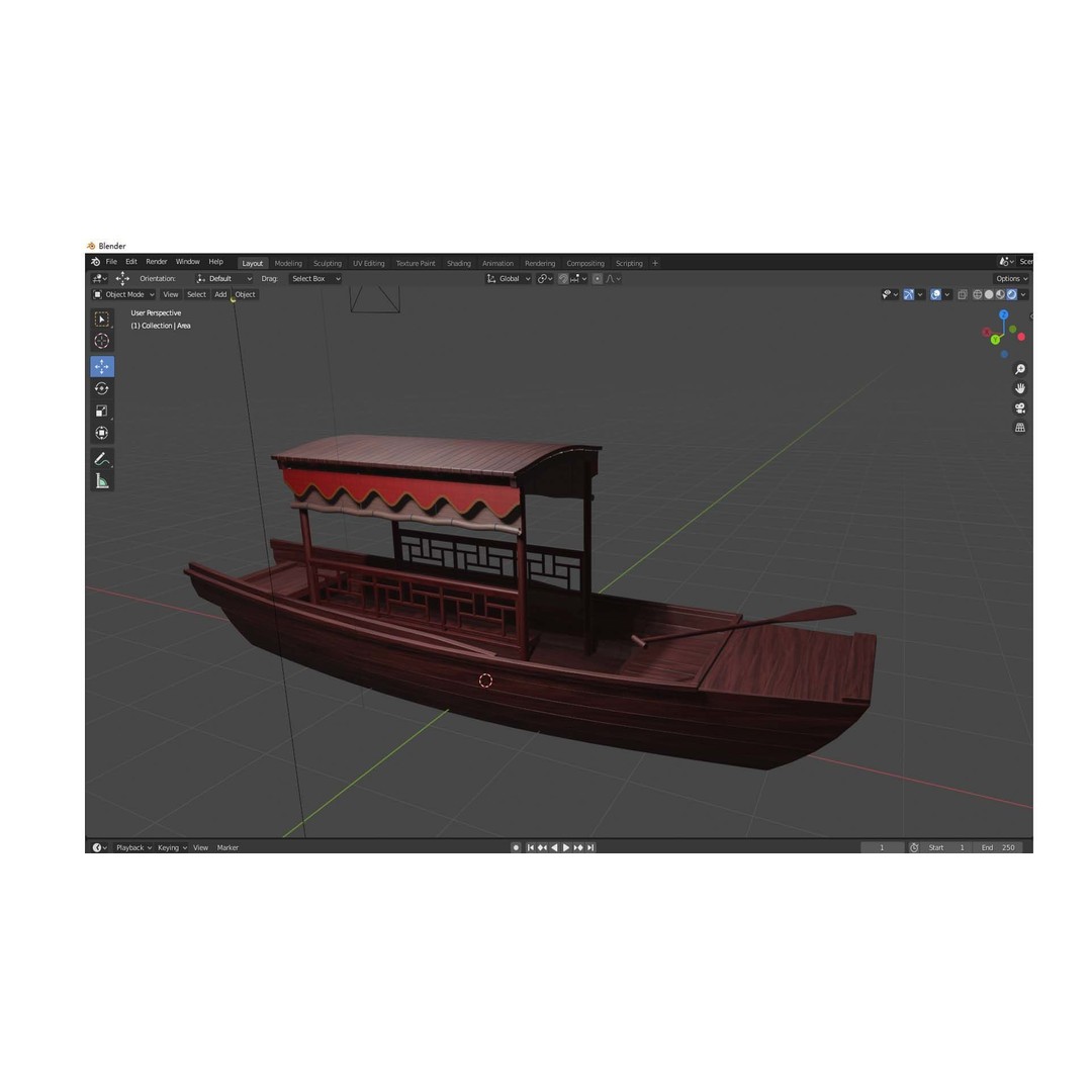Wooden Boat 3D Model – Low Poly PBR Asset, Multiple Formats - View 12