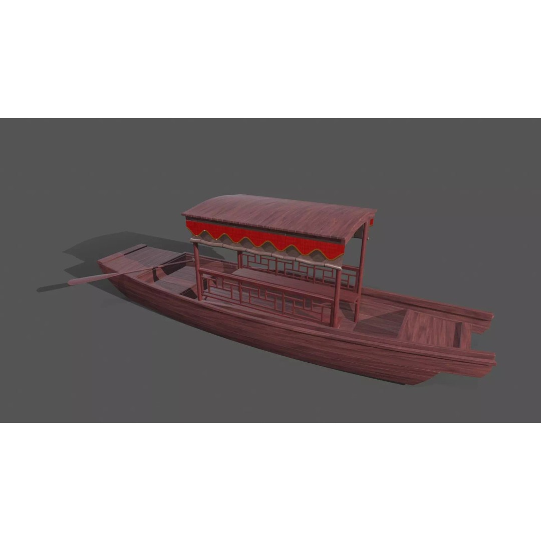Wooden Boat 3D Model – Low Poly PBR Asset, Multiple Formats - View 2