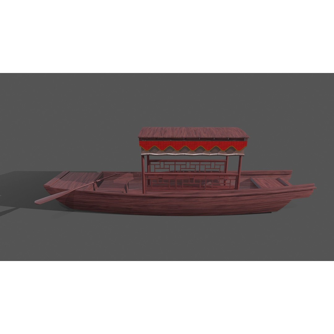 Wooden Boat 3D Model – Low Poly PBR Asset, Multiple Formats - View 3