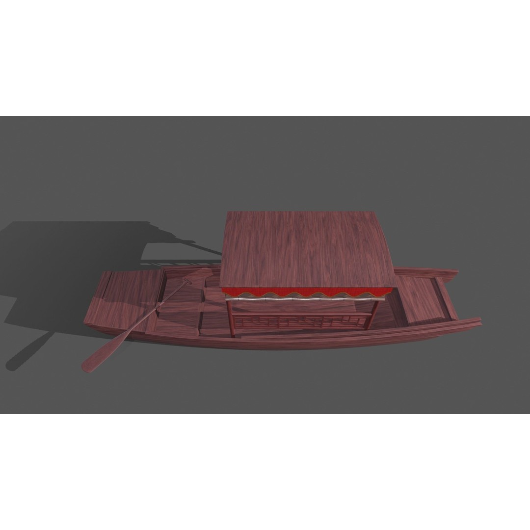 Wooden Boat 3D Model – Low Poly PBR Asset, Multiple Formats - View 4