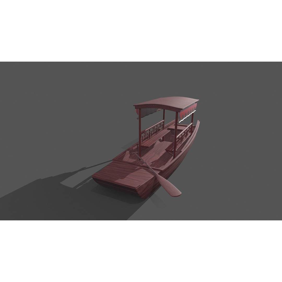 Wooden Boat 3D Model – Low Poly PBR Asset, Multiple Formats - View 5