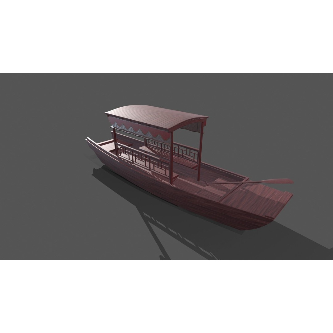 Wooden Boat 3D Model – Low Poly PBR Asset, Multiple Formats - View 6
