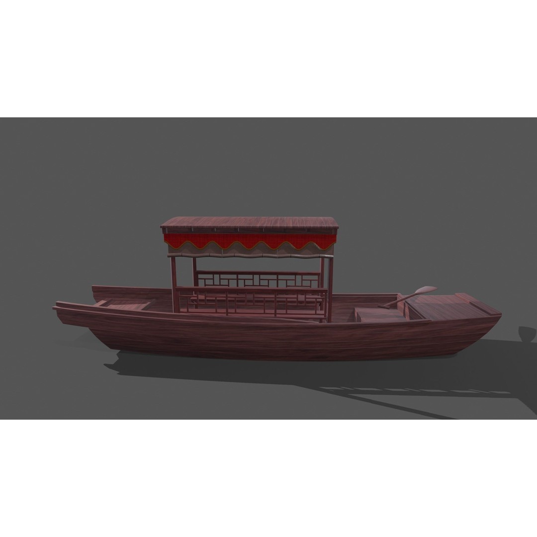 Wooden Boat 3D Model – Low Poly PBR Asset, Multiple Formats - View 7
