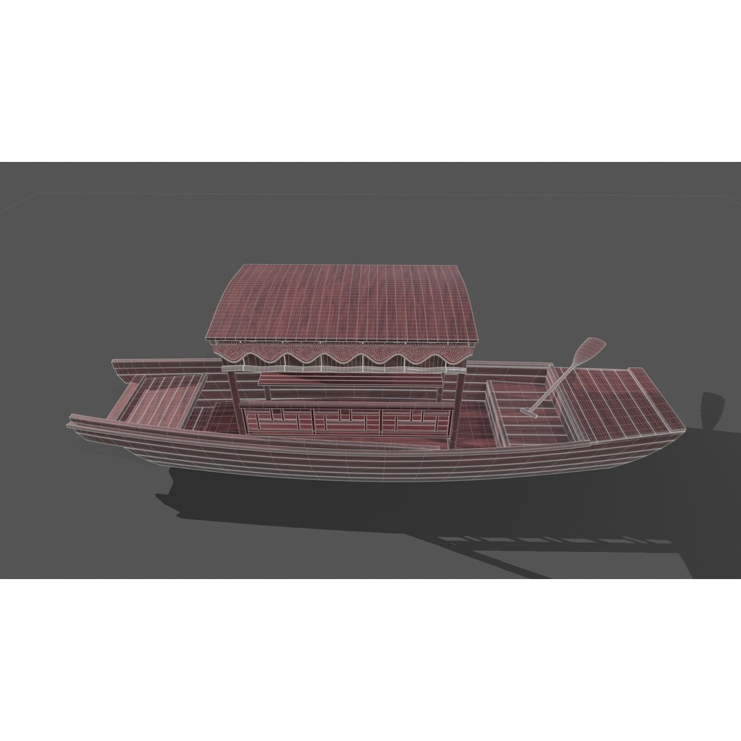 Wooden Boat 3D Model – Low Poly PBR Asset, Multiple Formats - View 8