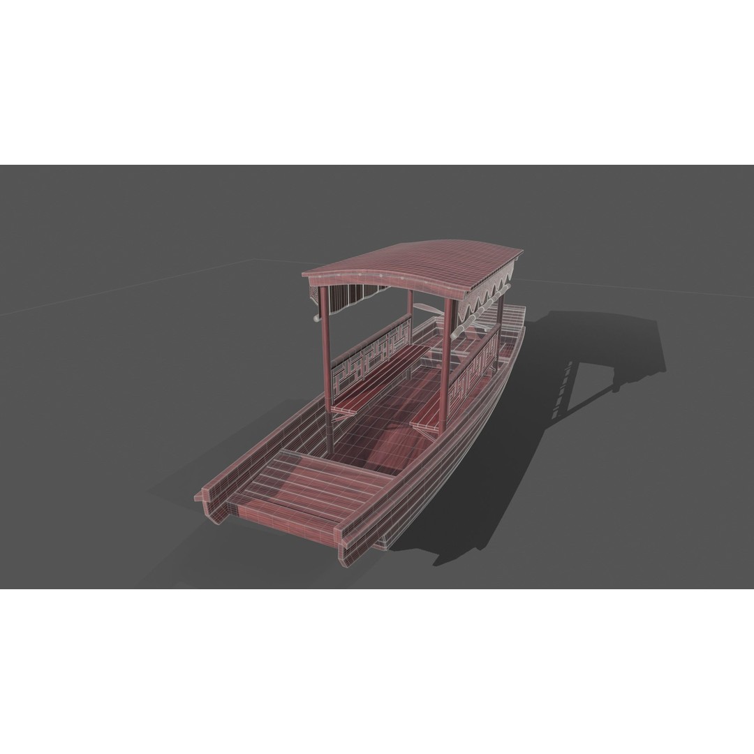 Wooden Boat 3D Model – Low Poly PBR Asset, Multiple Formats - View 9