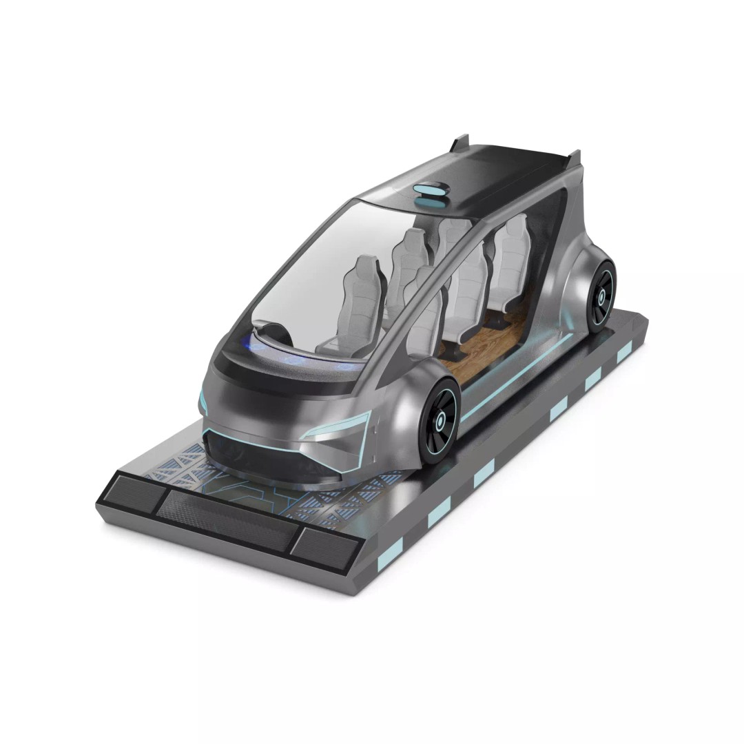 Futuristic Car Ferry 3D Model – Low Poly PBR Watercraft, FBX