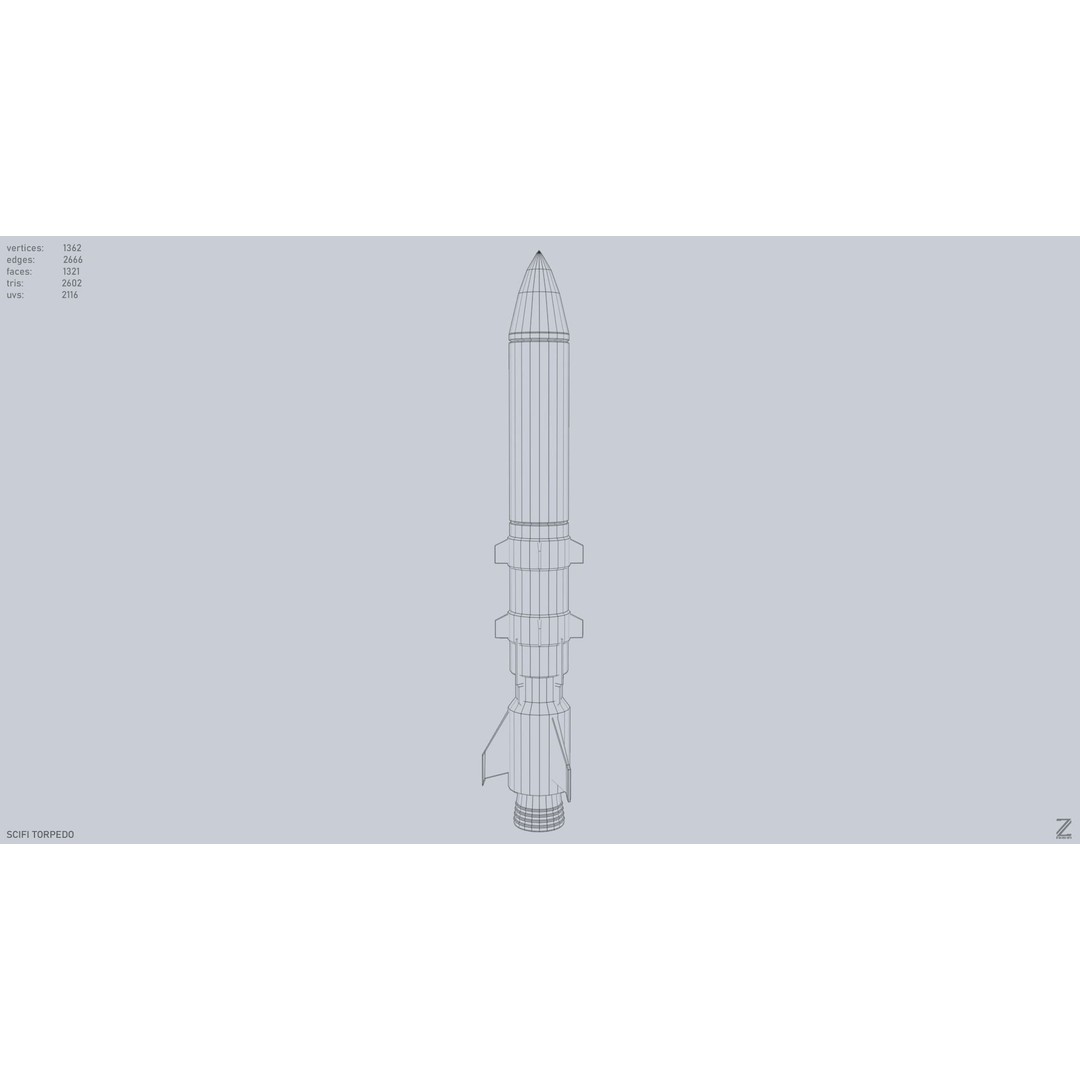 Sci-Fi Torpedo 3D Model – Low Poly Game Asset, PBR Textures, FBX - View 11