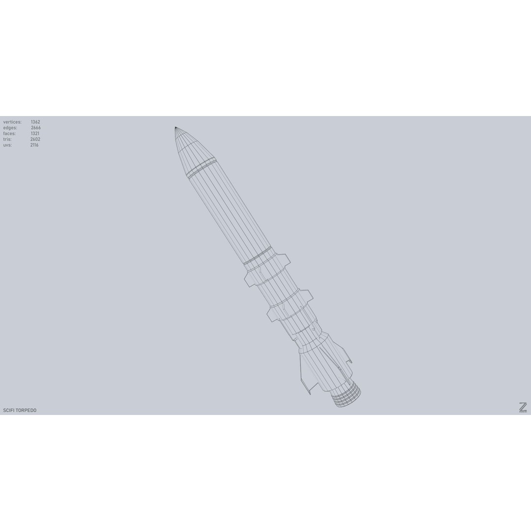 Sci-Fi Torpedo 3D Model – Low Poly Game Asset, PBR Textures, FBX - View 12