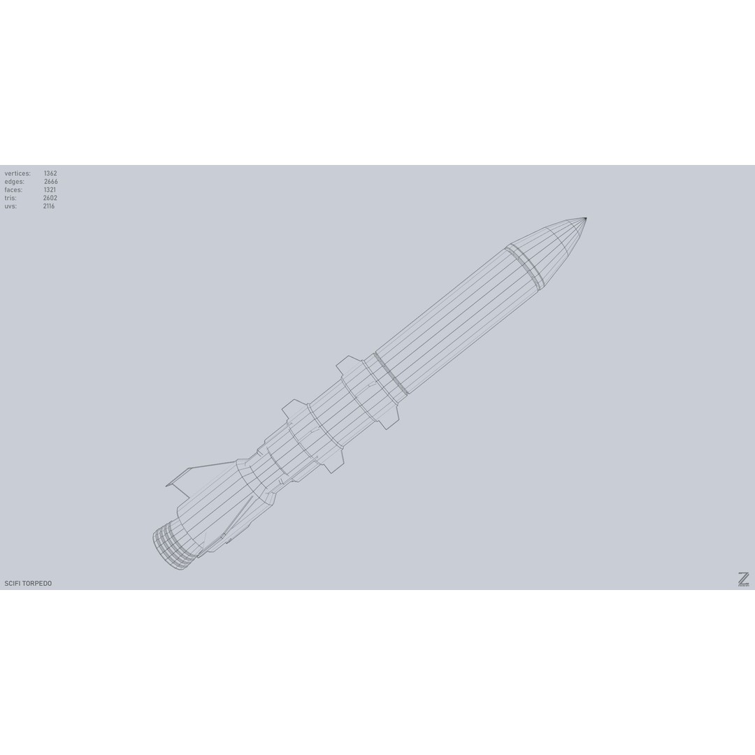 Sci-Fi Torpedo 3D Model – Low Poly Game Asset, PBR Textures, FBX - View 13
