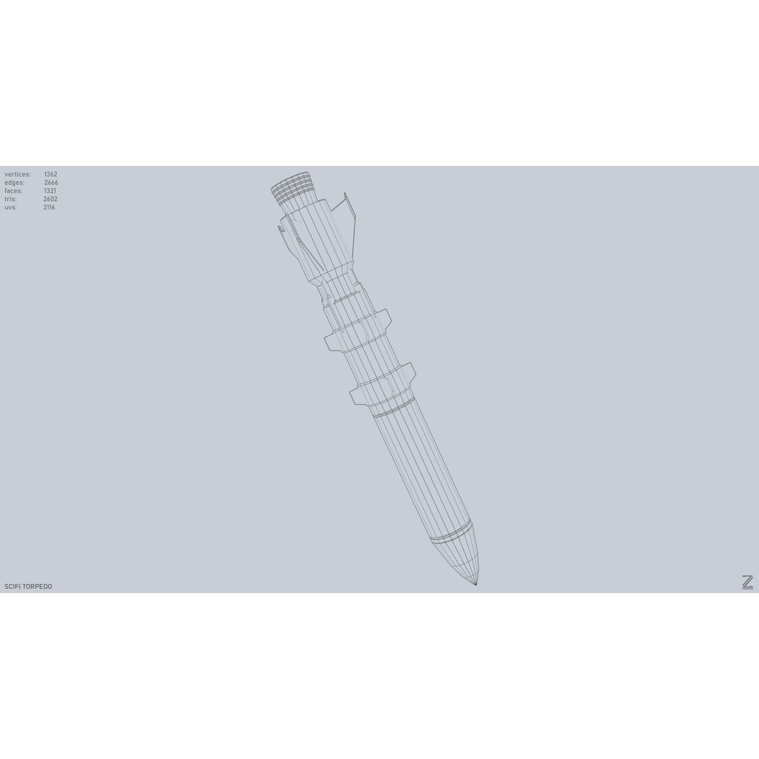 Sci-Fi Torpedo 3D Model – Low Poly Game Asset, PBR Textures, FBX - View 14