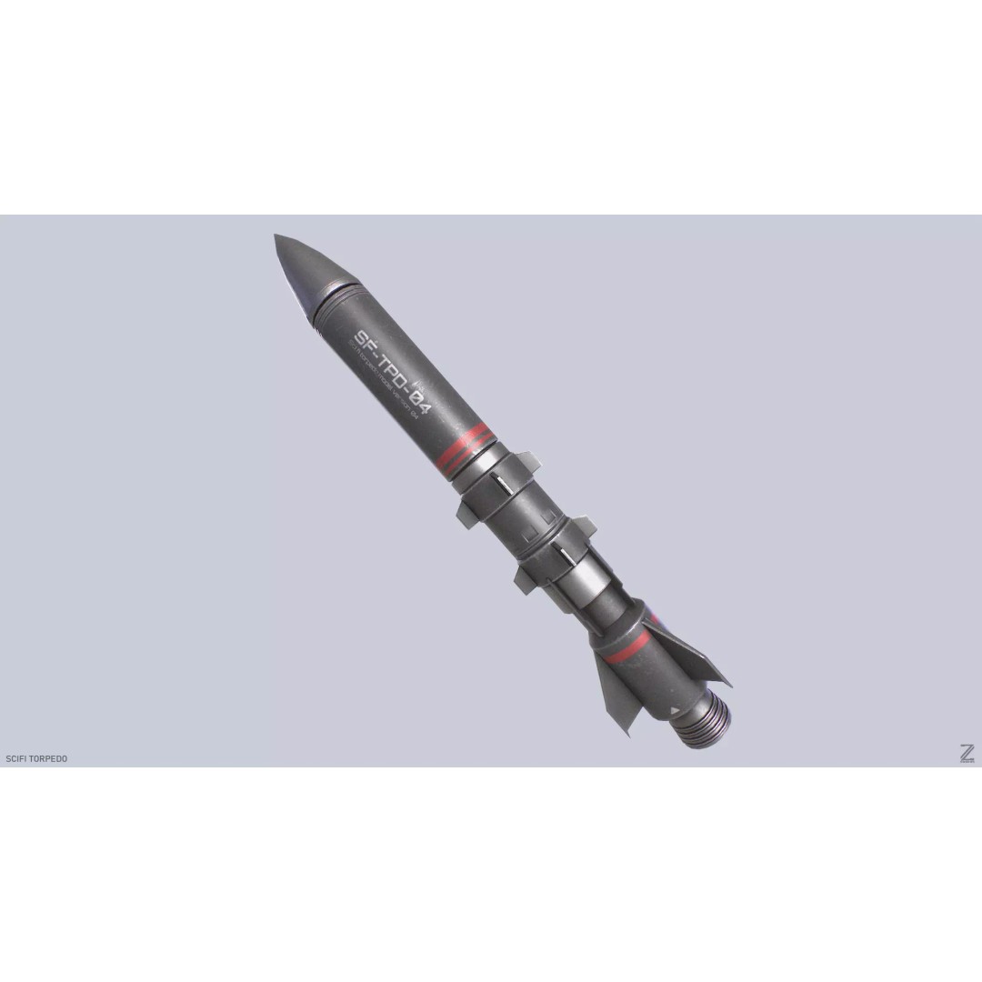 Sci-Fi Torpedo 3D Model – Low Poly Game Asset, PBR Textures, FBX - View 2