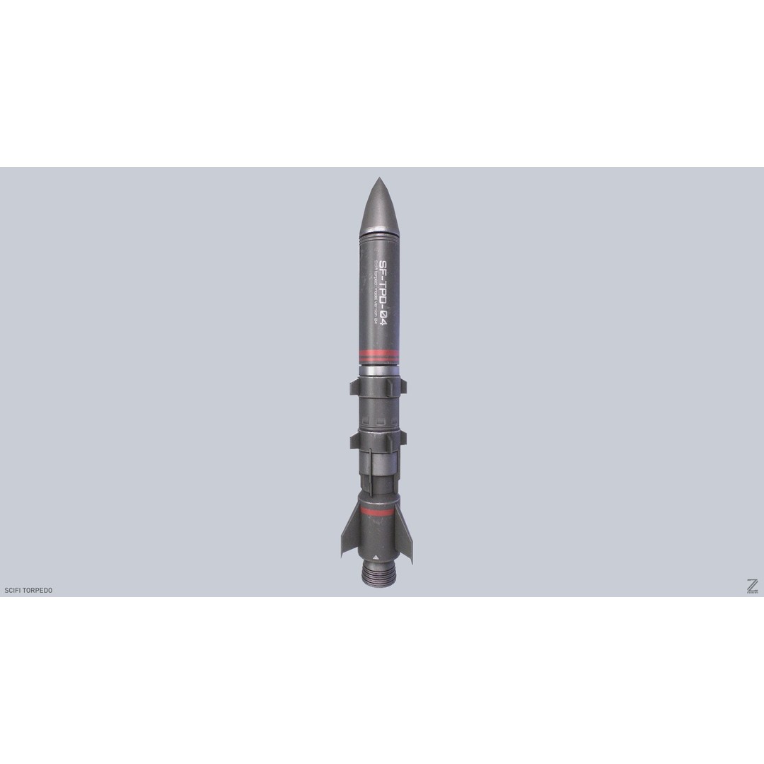 Sci-Fi Torpedo 3D Model – Low Poly Game Asset, PBR Textures, FBX - View 3