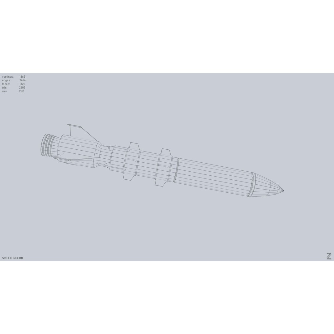 Sci-Fi Torpedo 3D Model – Low Poly Game Asset, PBR Textures, FBX - View 5