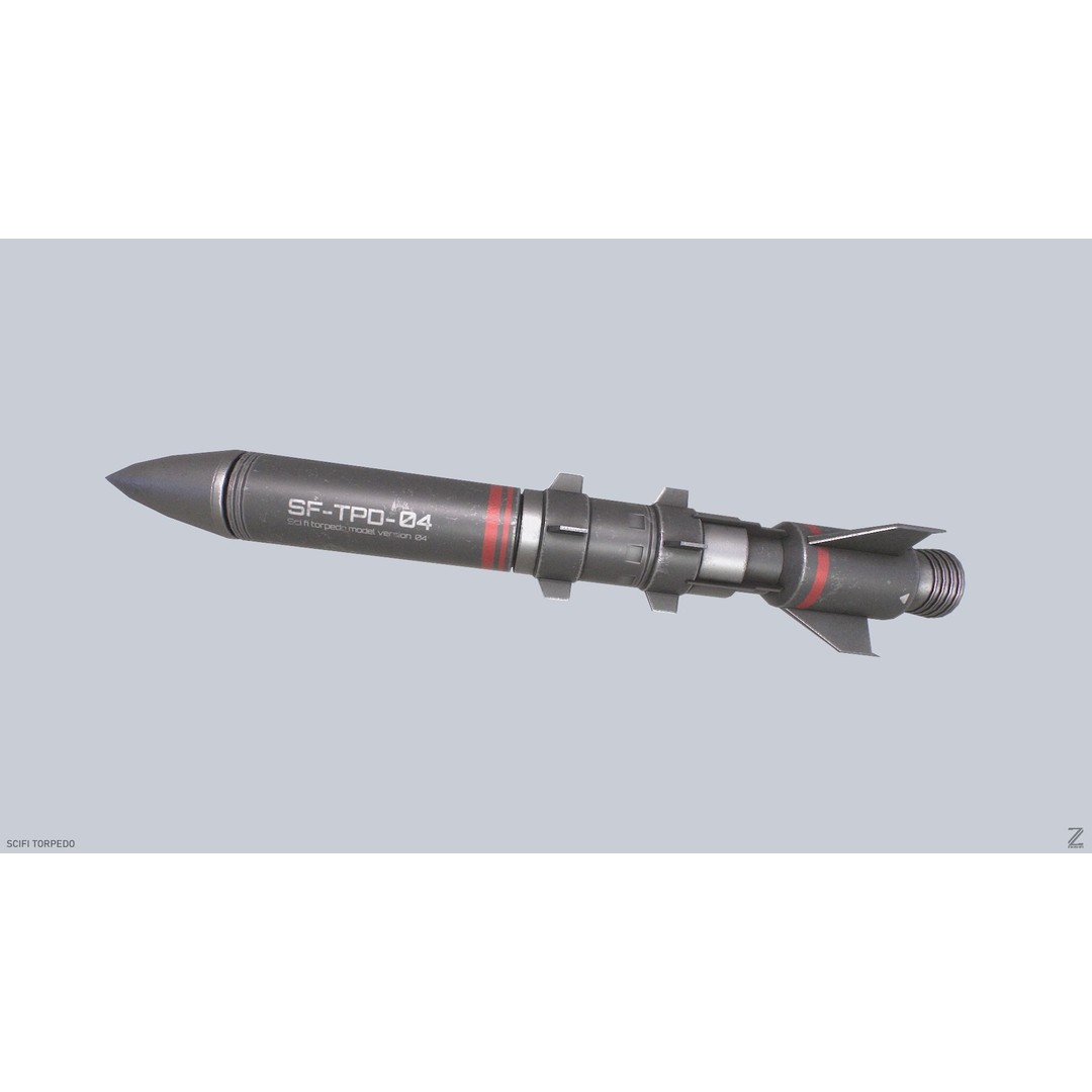 Sci-Fi Torpedo 3D Model – Low Poly Game Asset, PBR Textures, FBX - View 6