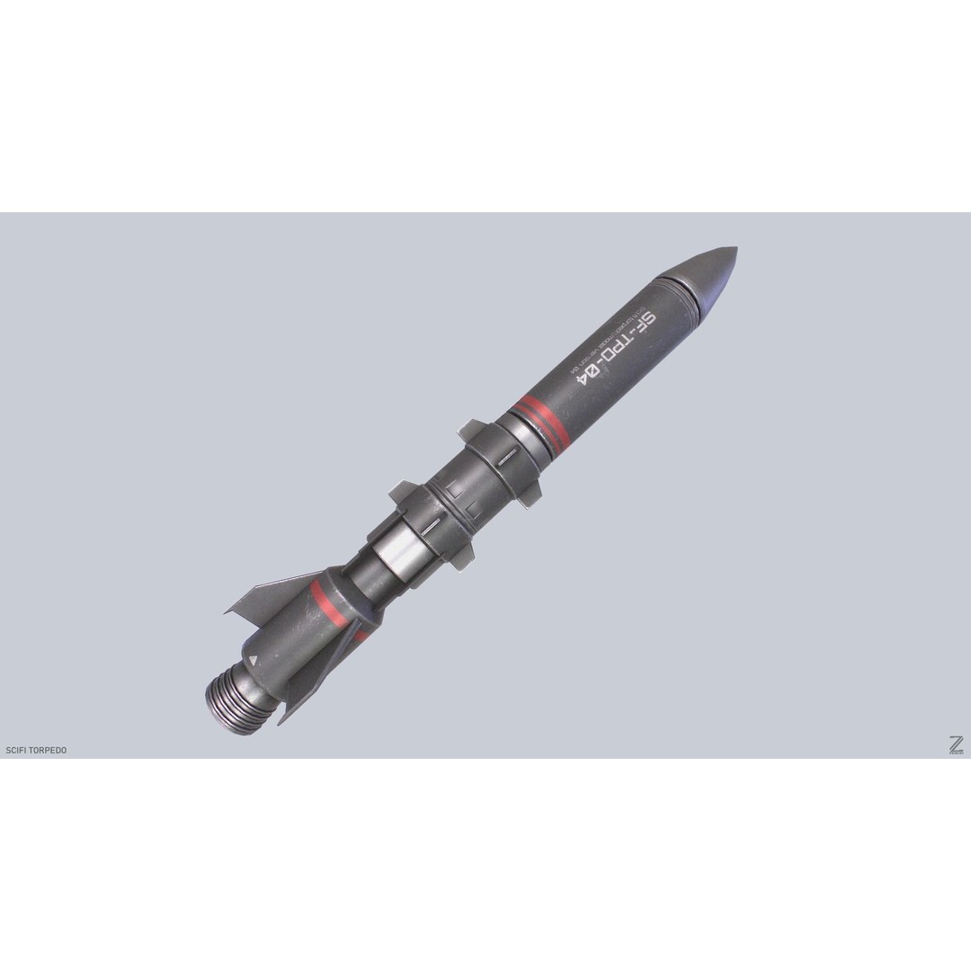 Sci-Fi Torpedo 3D Model – Low Poly Game Asset, PBR Textures, FBX - View 7