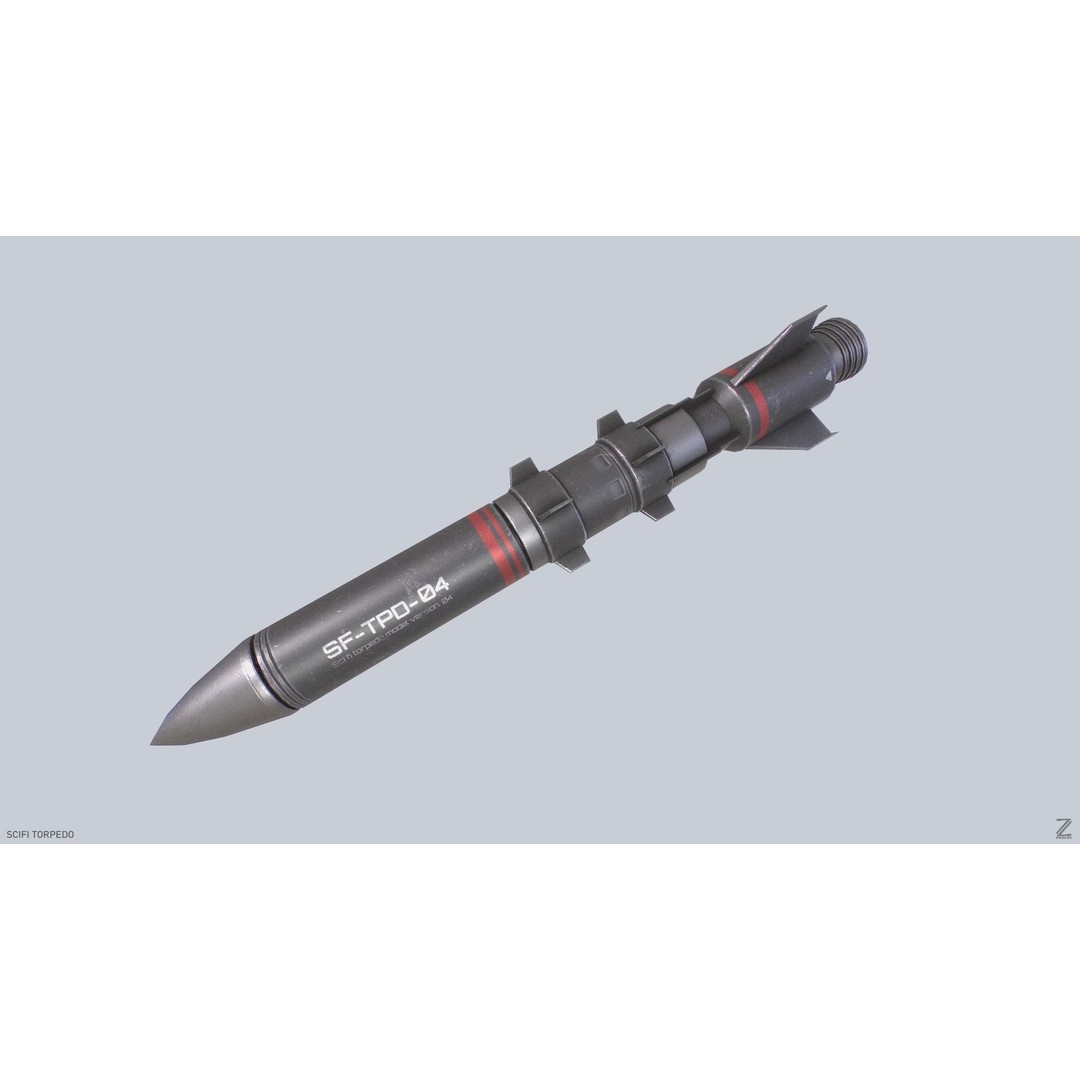 Sci-Fi Torpedo 3D Model – Low Poly Game Asset, PBR Textures, FBX - View 9