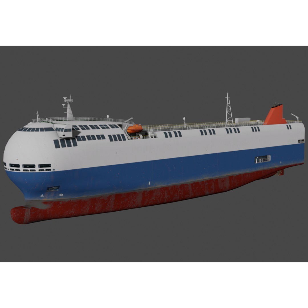 SSS Bowed Car Carrier 3D Model – Low Poly Industrial Vessel, Blender - View 10