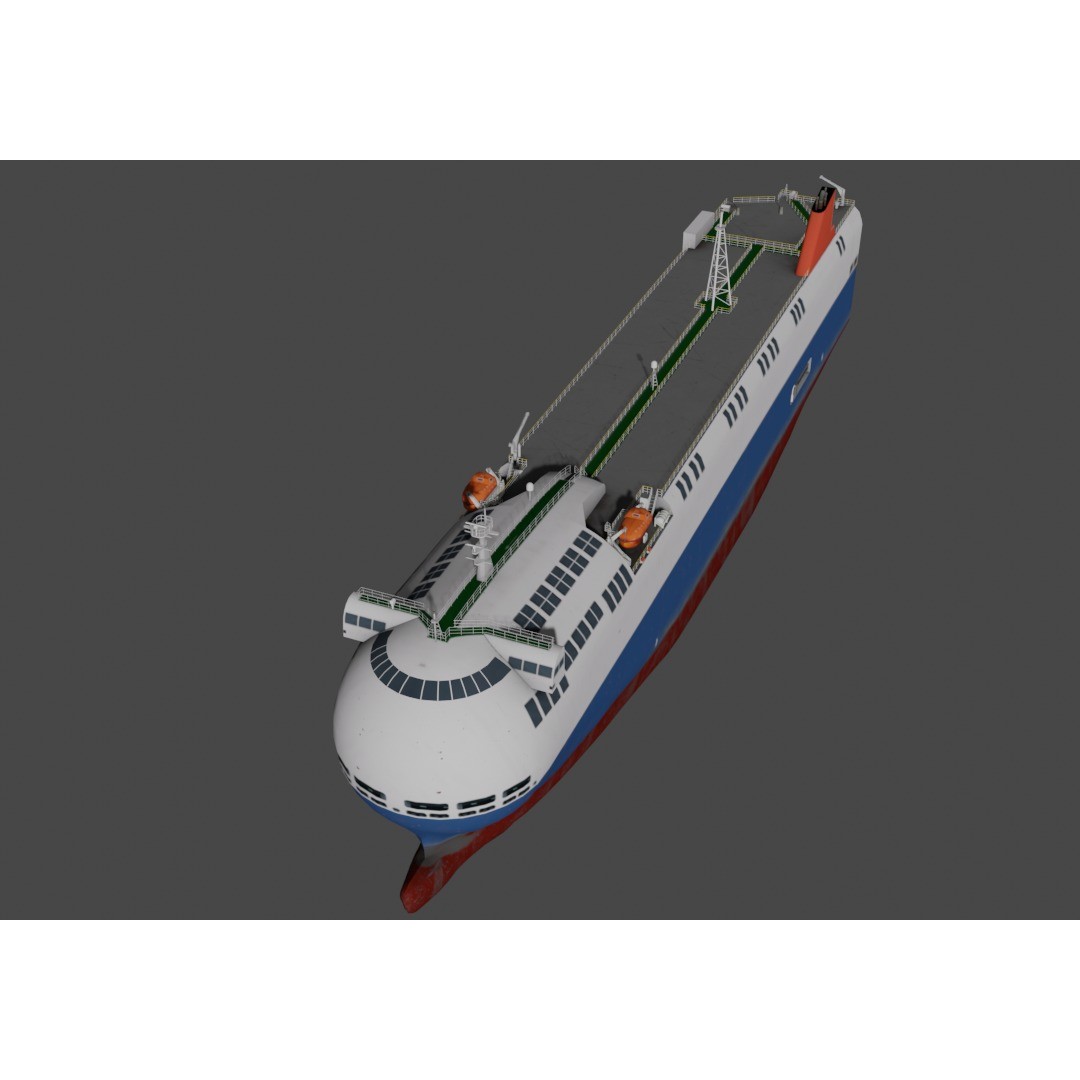 SSS Bowed Car Carrier 3D Model – Low Poly Industrial Vessel, Blender - View 11