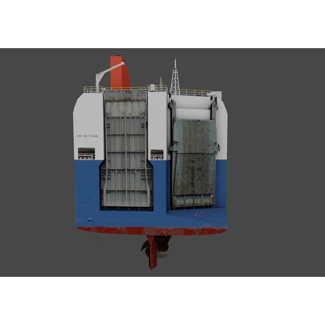 SSS Bowed Car Carrier 3D Model – Low Poly Industrial Vessel, Blender - View 13