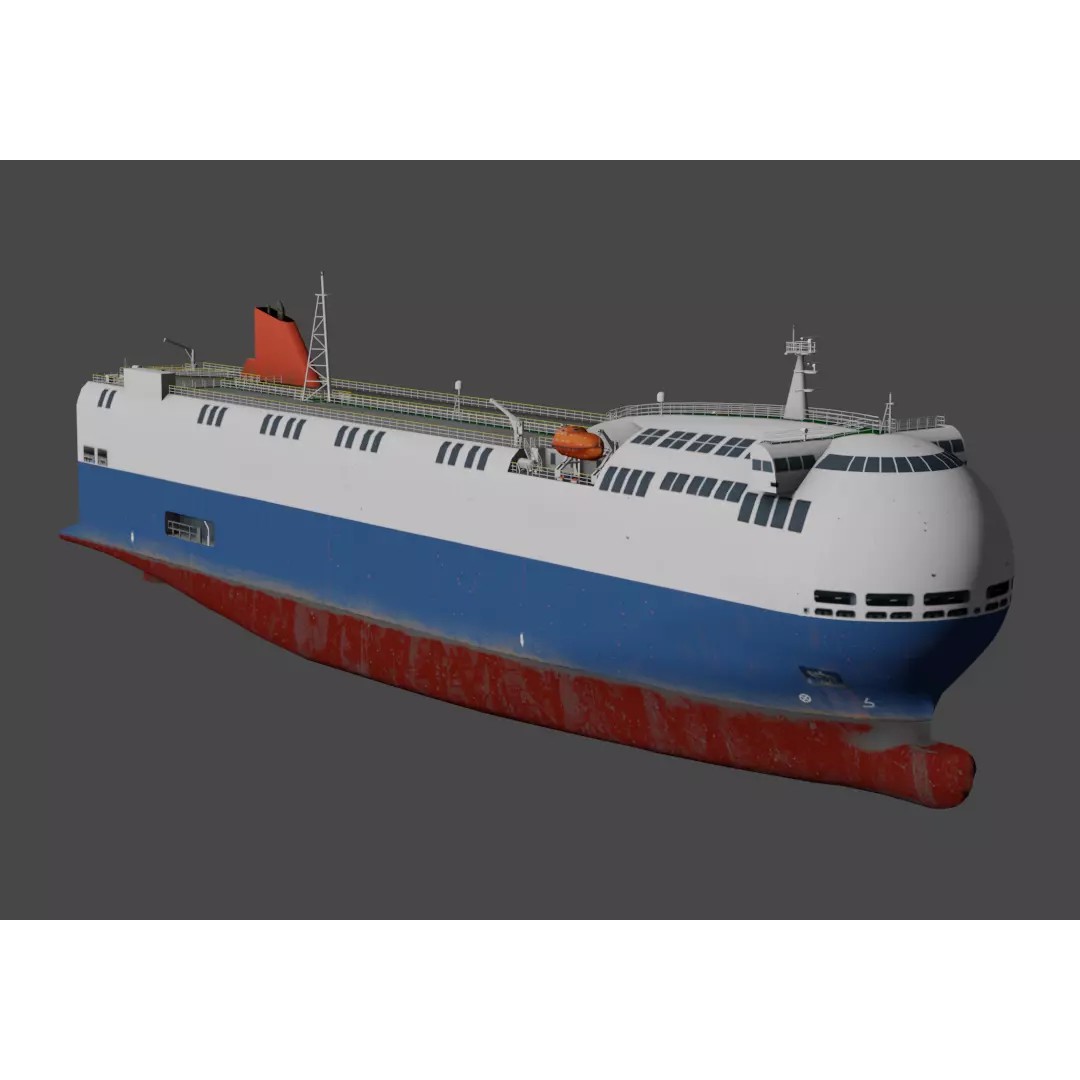 SSS Bowed Car Carrier 3D Model – Low Poly Industrial Vessel, Blender - View 2