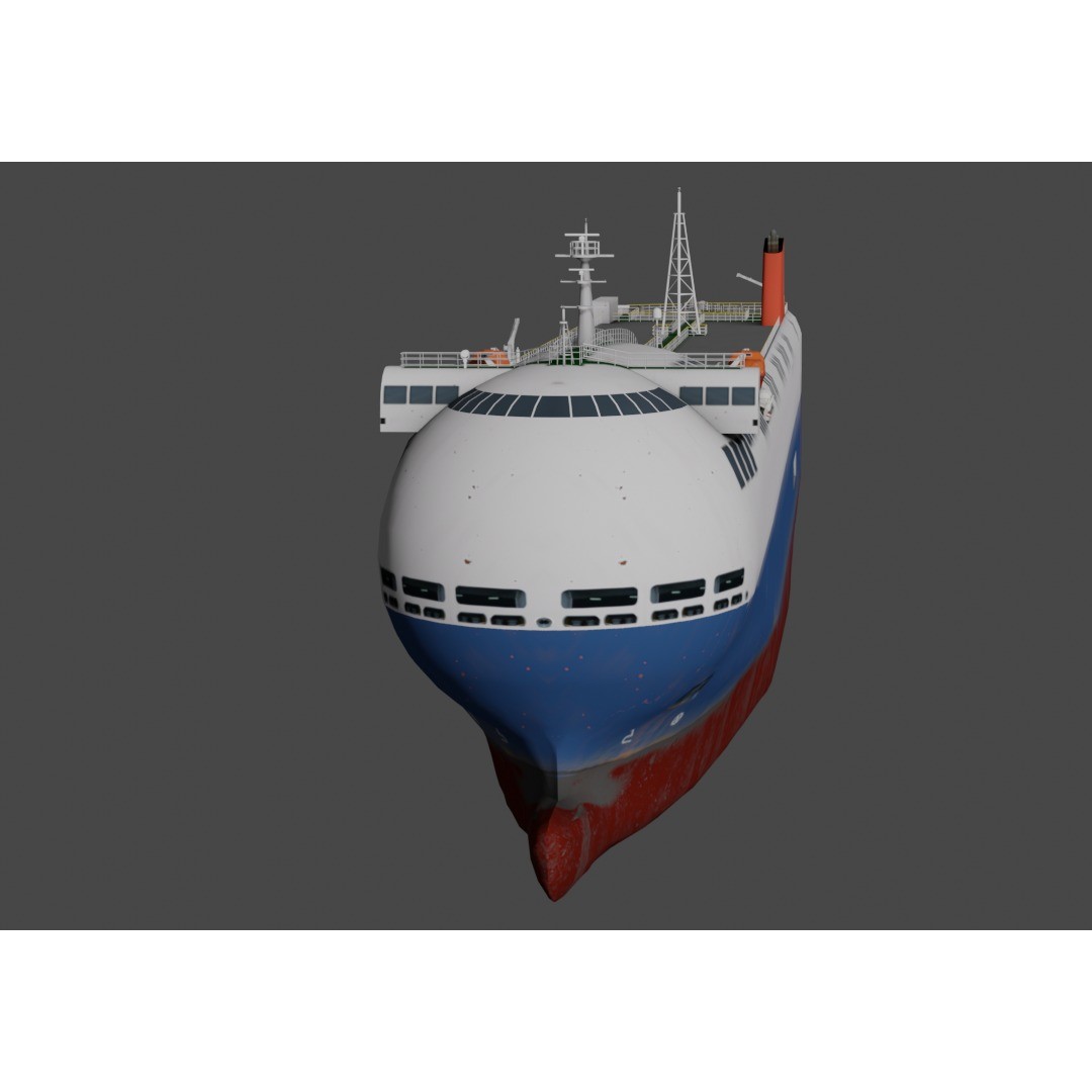 SSS Bowed Car Carrier 3D Model – Low Poly Industrial Vessel, Blender - View 3