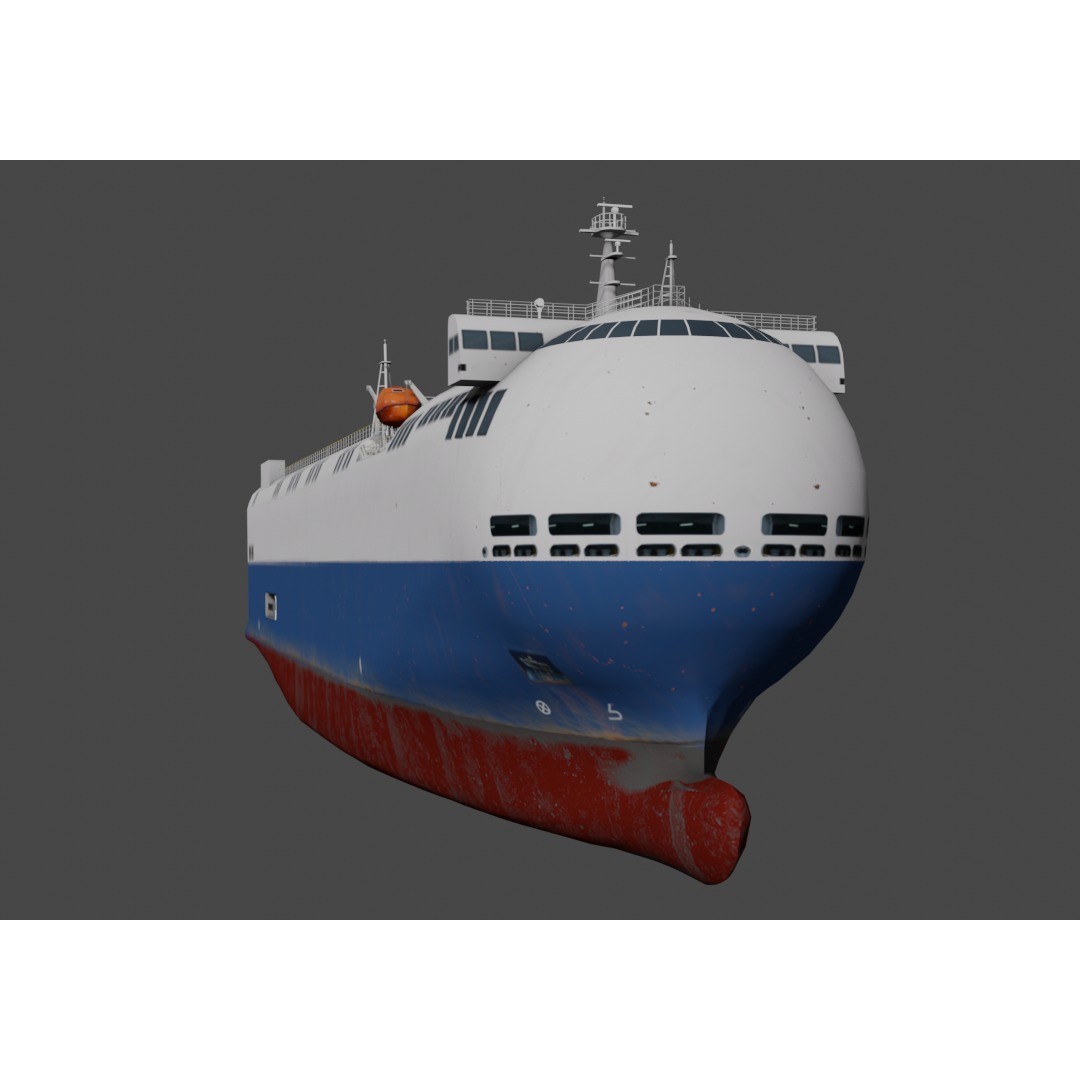 SSS Bowed Car Carrier 3D Model – Low Poly Industrial Vessel, Blender - View 4