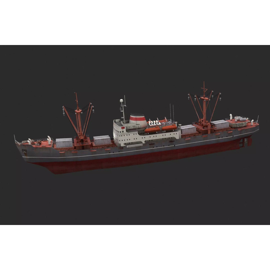 Amguema Ship 3D Model – Low Poly Industrial Watercraft, FBX, Blender - View 2