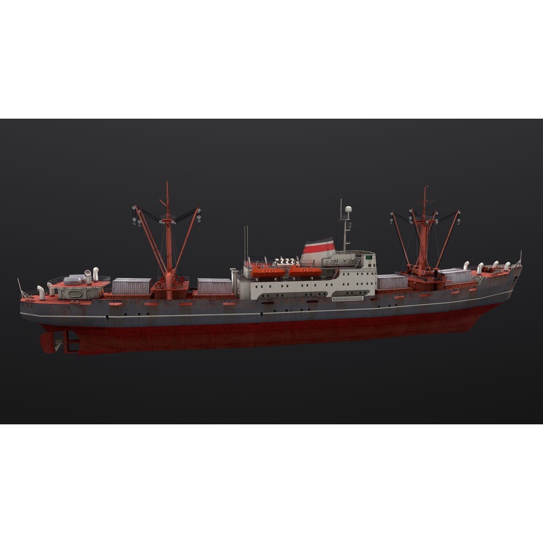 Amguema Ship 3D Model – Low Poly Industrial Watercraft, FBX, Blender - View 4