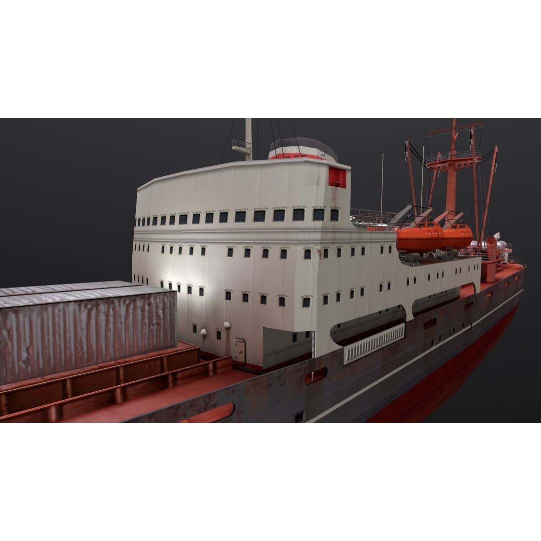 Amguema Ship 3D Model – Low Poly Industrial Watercraft, FBX, Blender - View 5