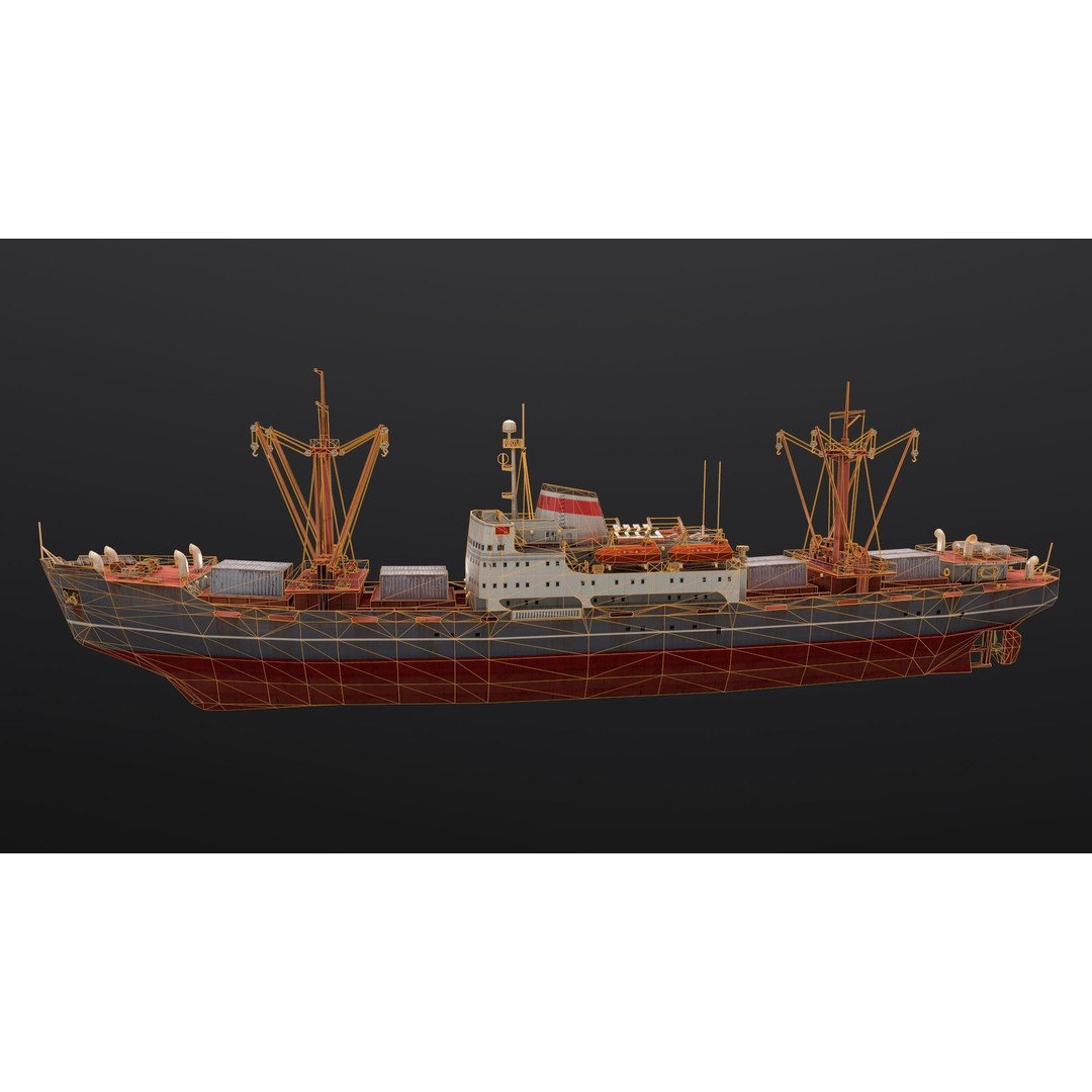 Amguema Ship 3D Model – Low Poly Industrial Watercraft, FBX, Blender - View 6