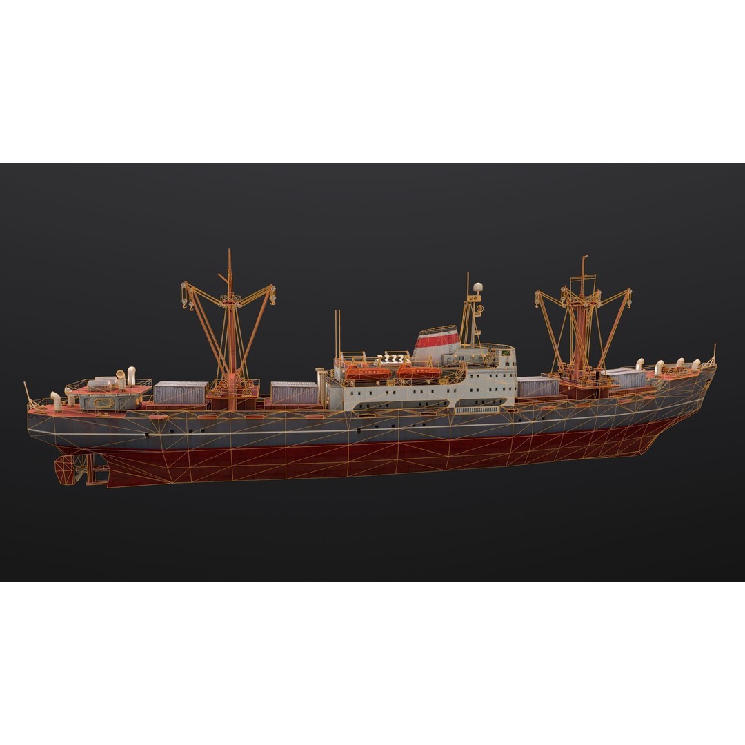 Amguema Ship 3D Model – Low Poly Industrial Watercraft, FBX, Blender - View 7