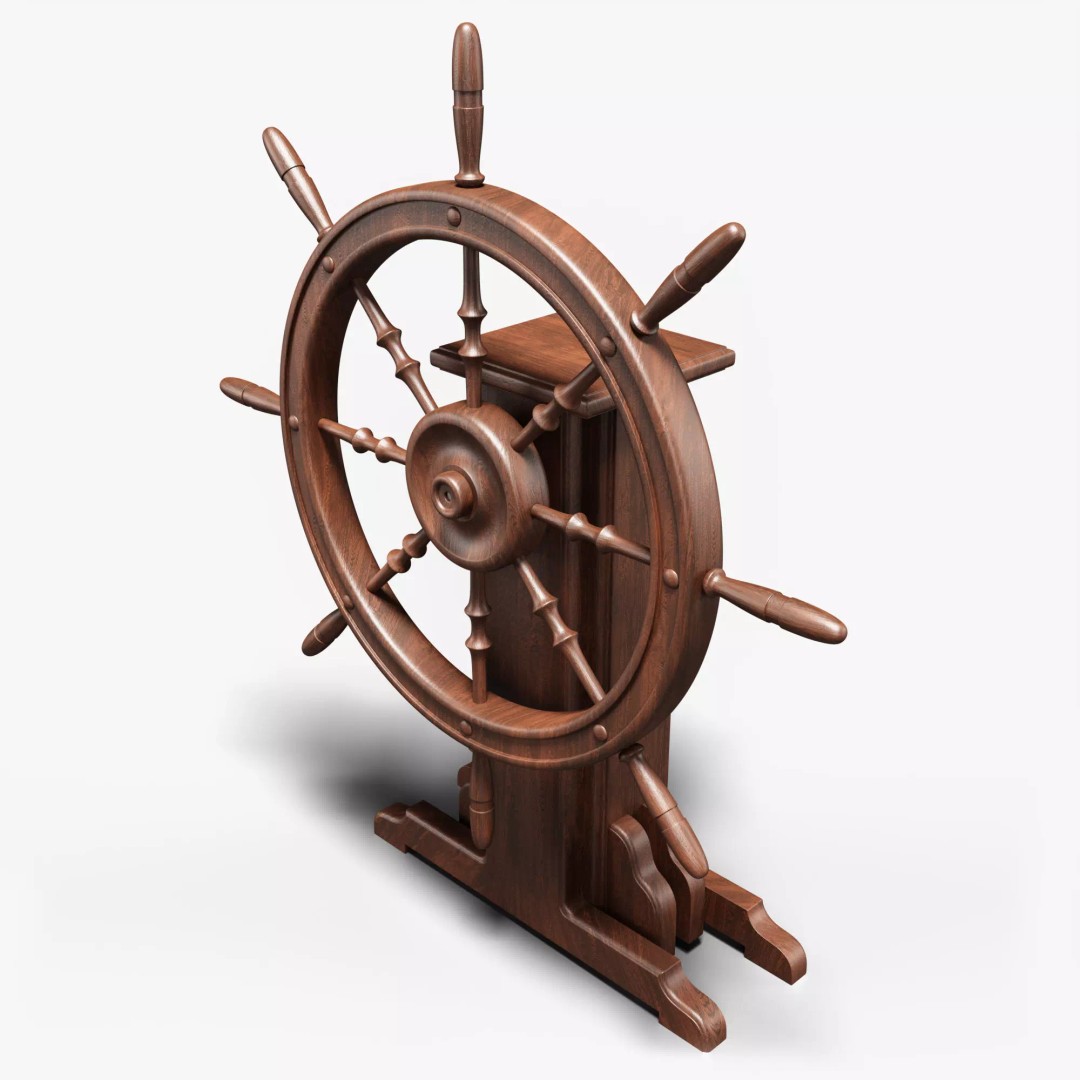 Old Ship Wheel 3D Model – High-Detail PBR Asset for Blender - View 2