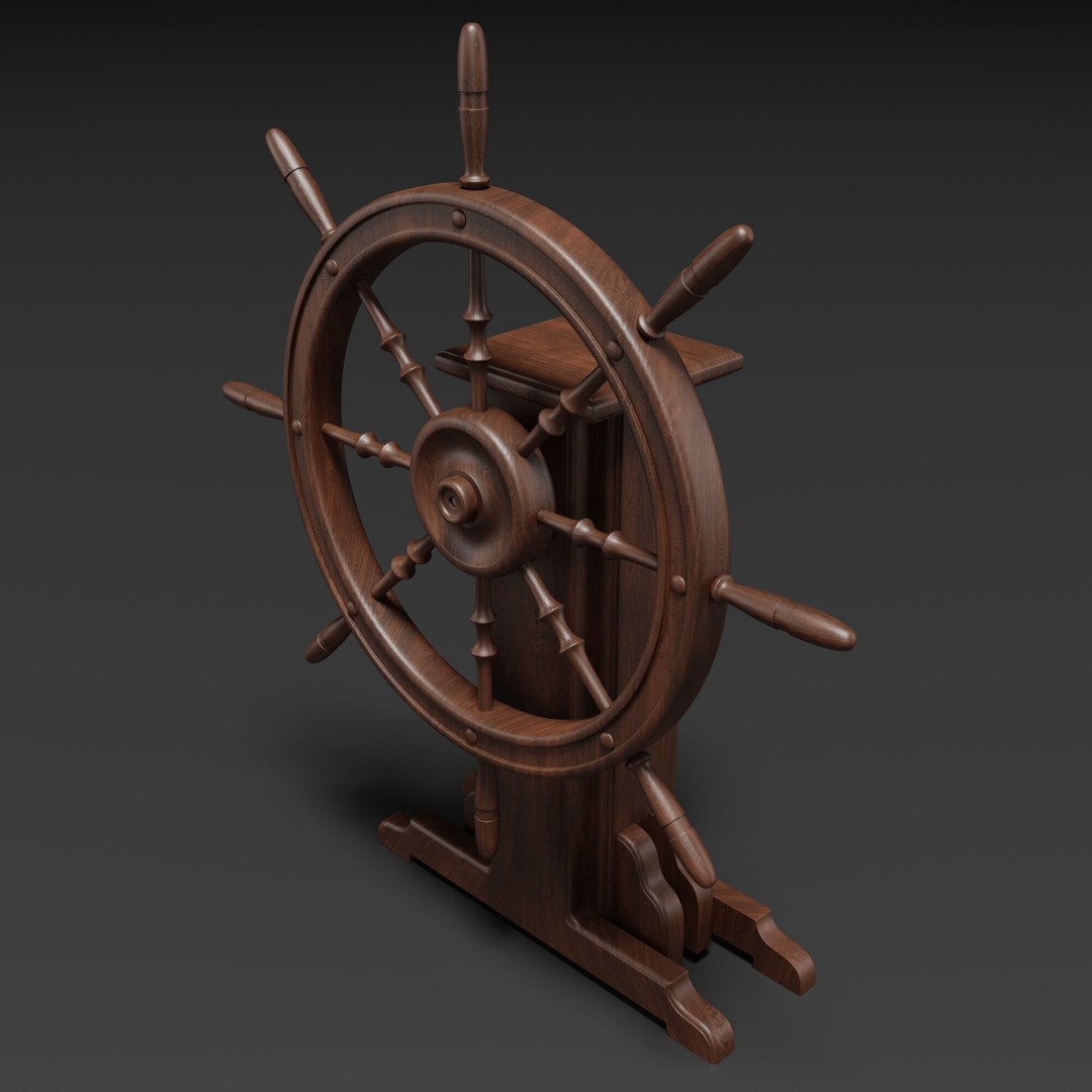 Old Ship Wheel 3D Model – High-Detail PBR Asset for Blender - View 3
