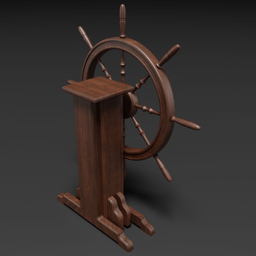 Old Ship Wheel 3D Model – High-Detail PBR Asset for Blender - View 7