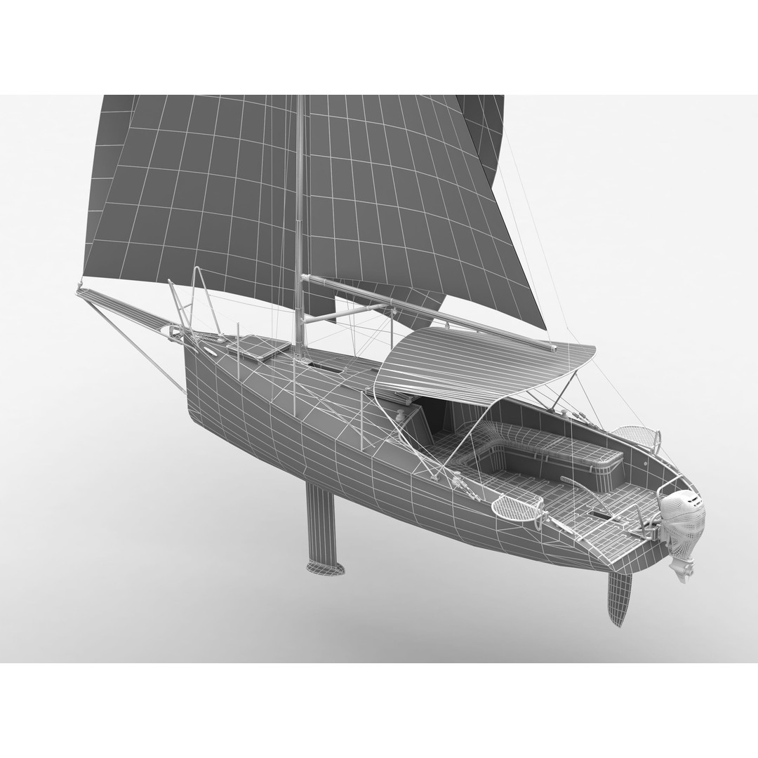 Small Sail Yacht 3D Model – PBR Textured Boat for Games, FBX, Blender - View 10