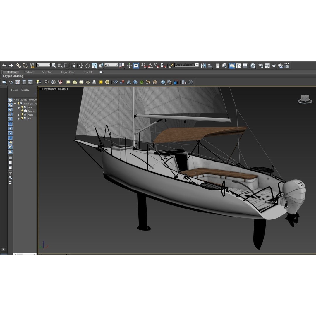 Small Sail Yacht 3D Model – PBR Textured Boat for Games, FBX, Blender - View 11