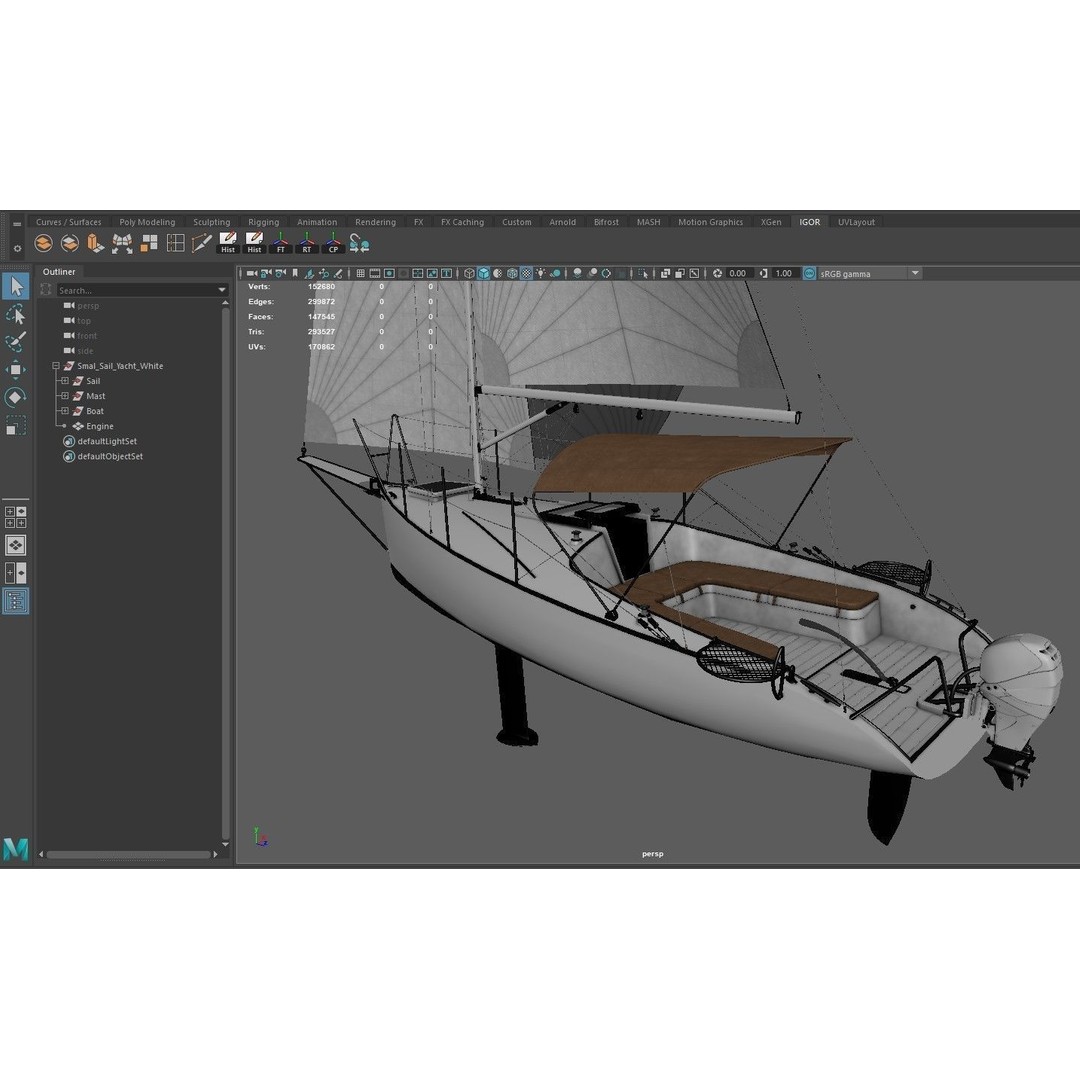 Small Sail Yacht 3D Model – PBR Textured Boat for Games, FBX, Blender - View 13