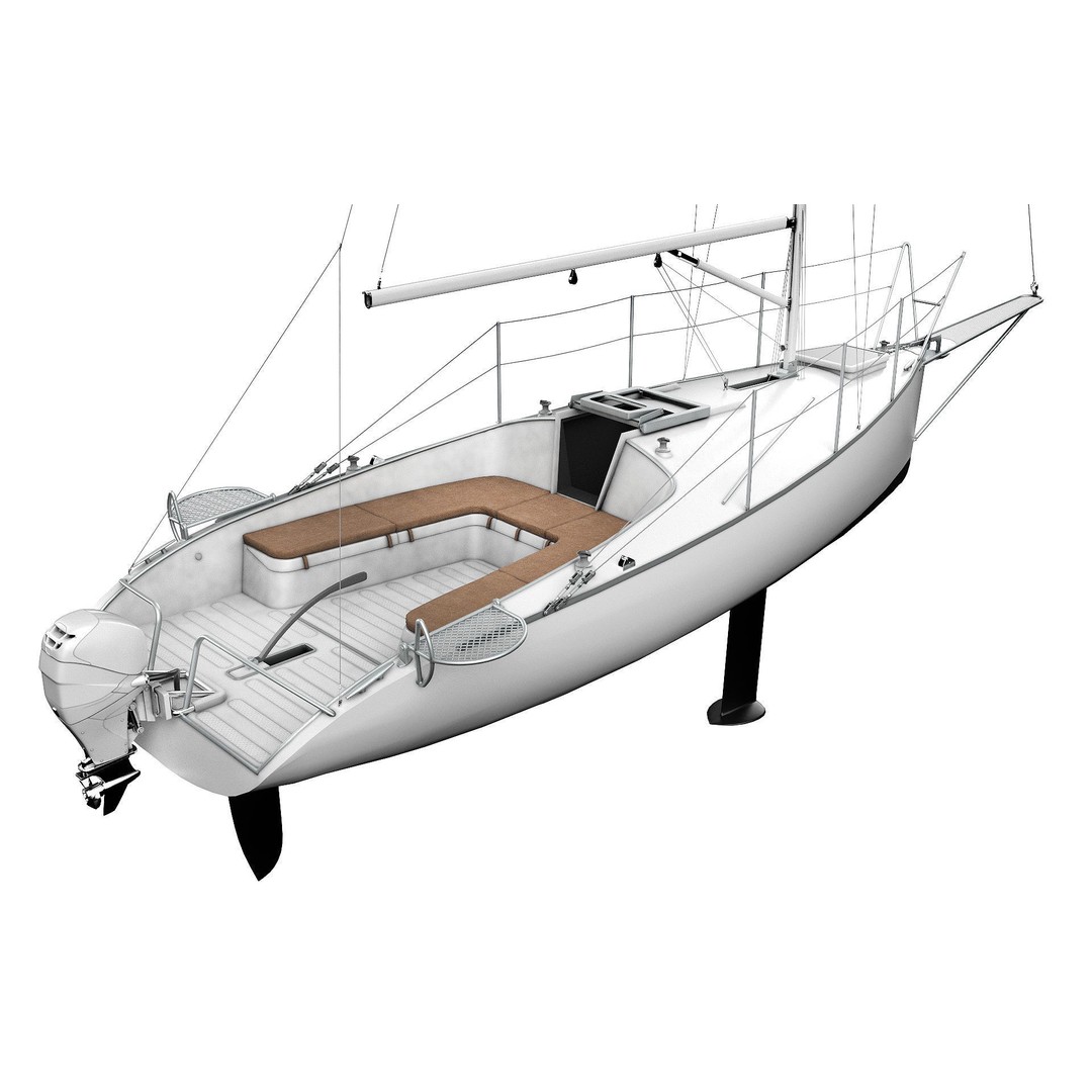 Small Sail Yacht 3D Model – PBR Textured Boat for Games, FBX, Blender - View 4