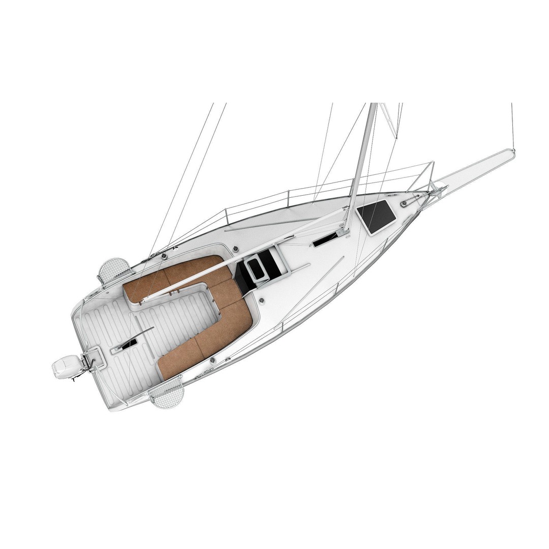 Small Sail Yacht 3D Model – PBR Textured Boat for Games, FBX, Blender - View 5