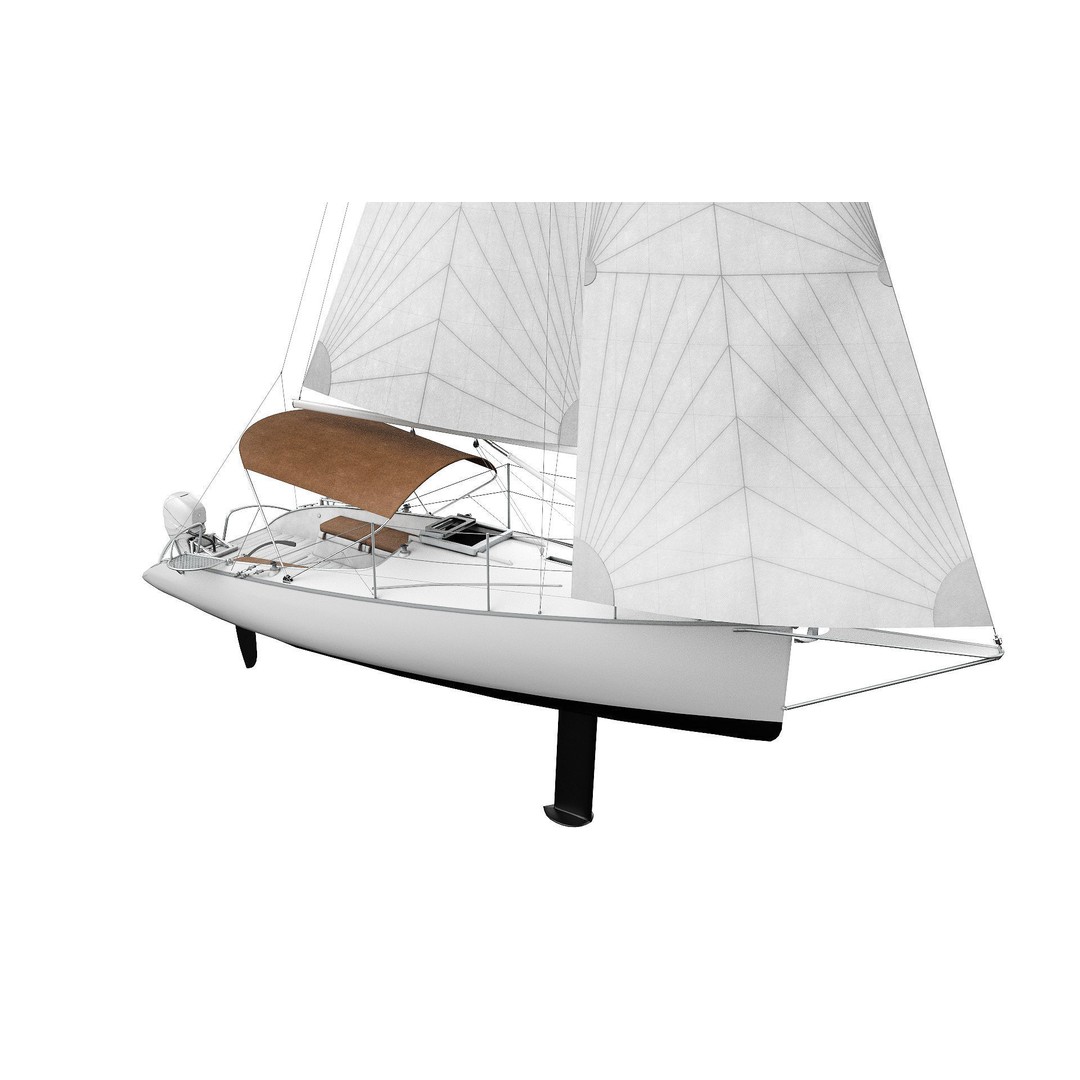 Small Sail Yacht 3D Model – PBR Textured Boat for Games, FBX, Blender - View 7