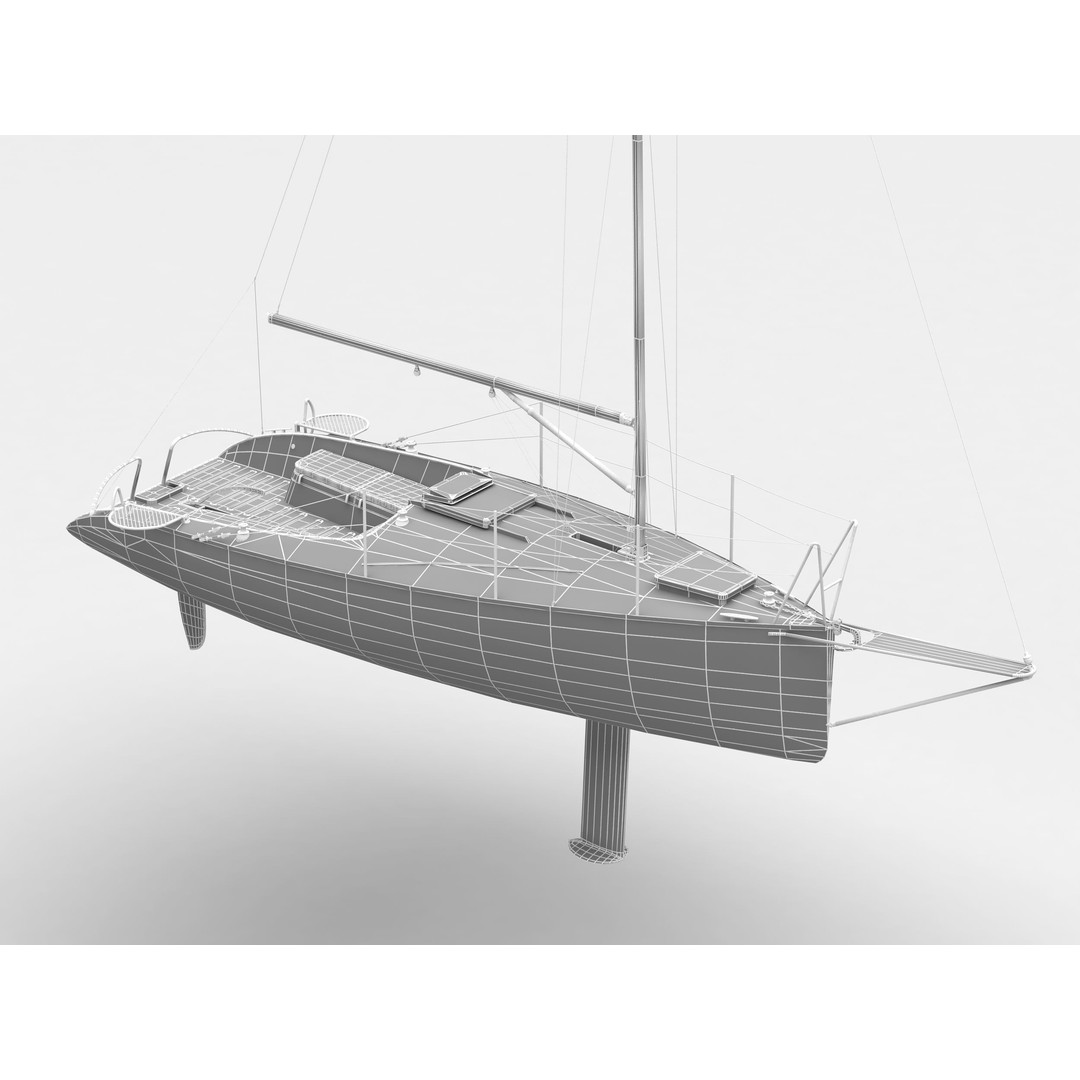 Small Sail Yacht 3D Model – PBR Textured Boat for Games, FBX, Blender - View 9