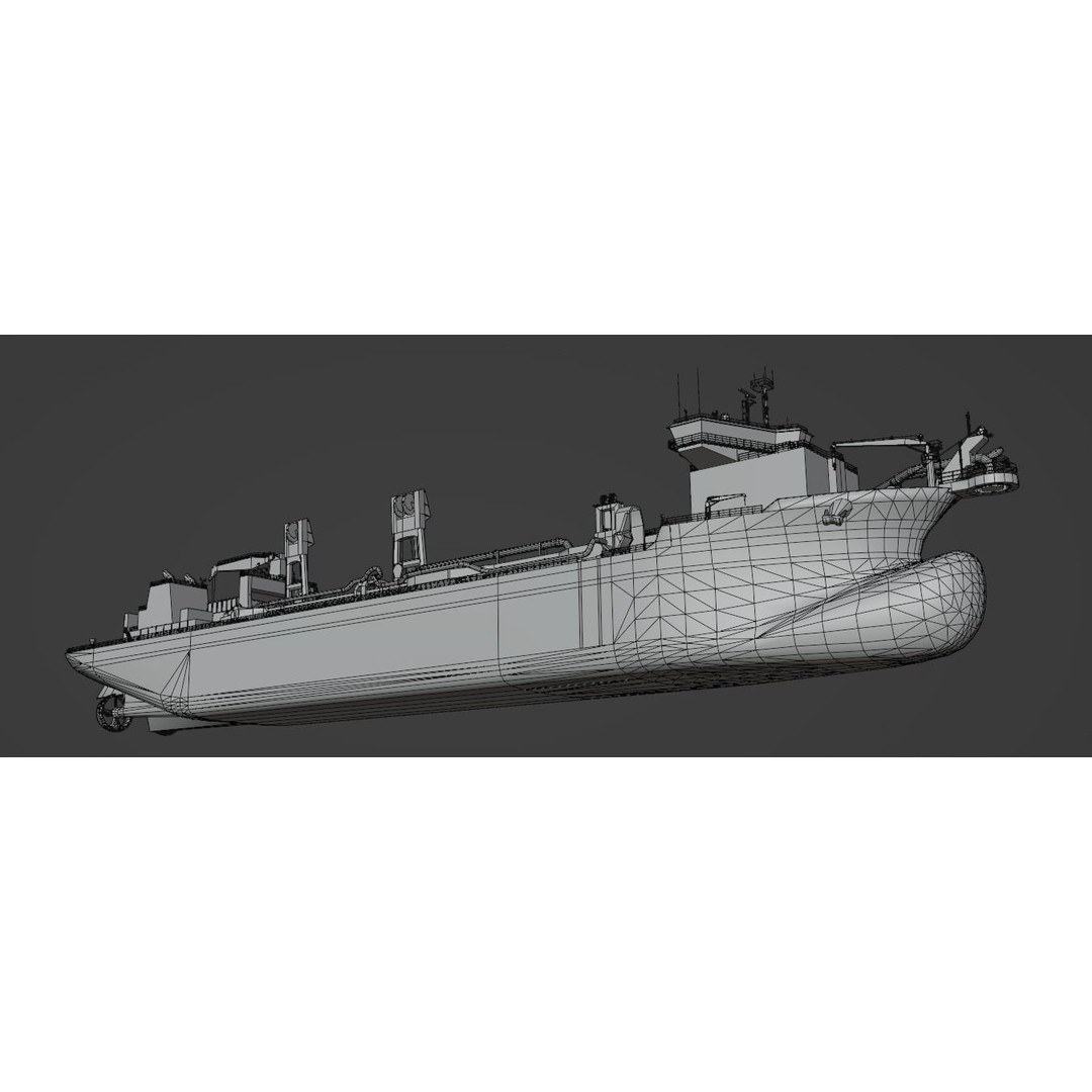 Trailing Suction Hopper Dredger 3D Model – Low Poly Industrial Boat, FBX - View 10